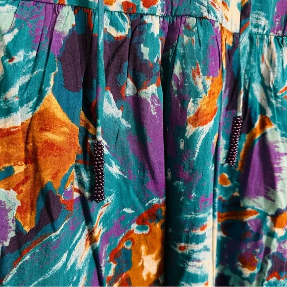 Sundance Baby Doll Dress Tiered Sleeveless Boho Floral Sleeveless - Picture 8 of 10